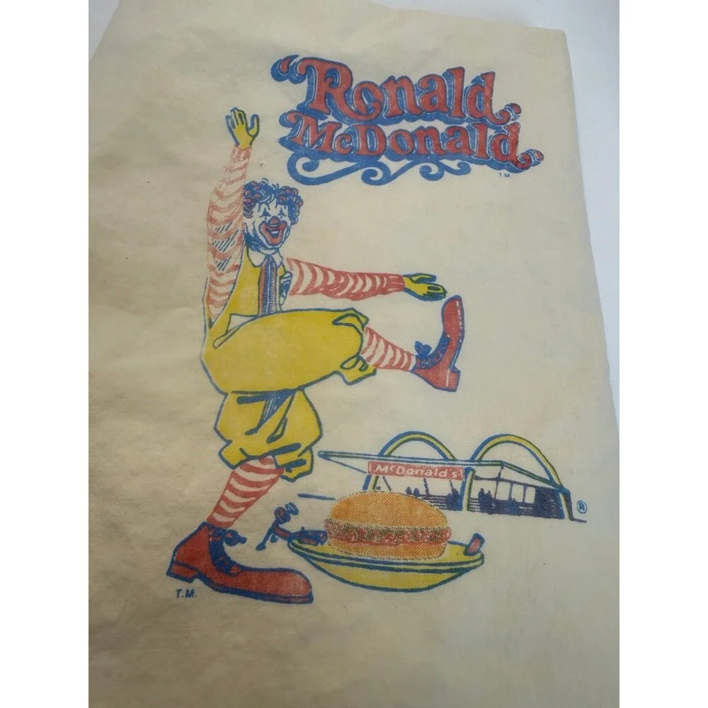 Vintage 1960's Ronald McDonald McDonald's Iron On Printed on Pillowcase Rare